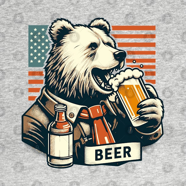 Vintage American bear drinking beer by Elysian wear